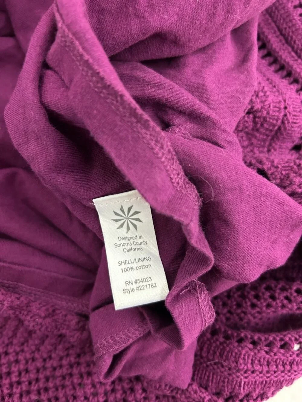 Athleta Dress Women's S Purple Cotton Blend Crochet Knit Sleeveless Casual Wear - Picture 13 of 13